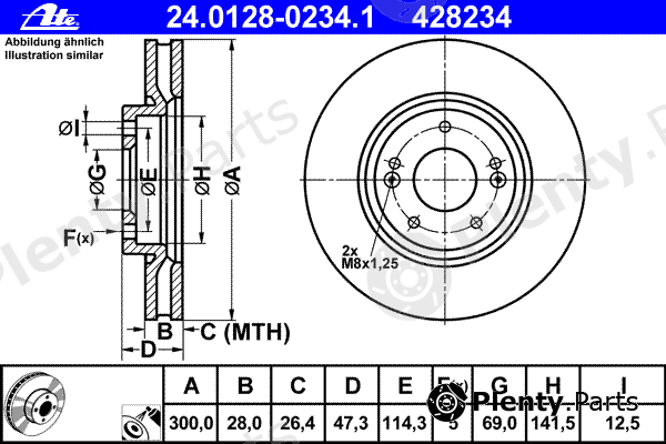  ATE part 24.0128-0234.1 (24012802341) Brake Disc