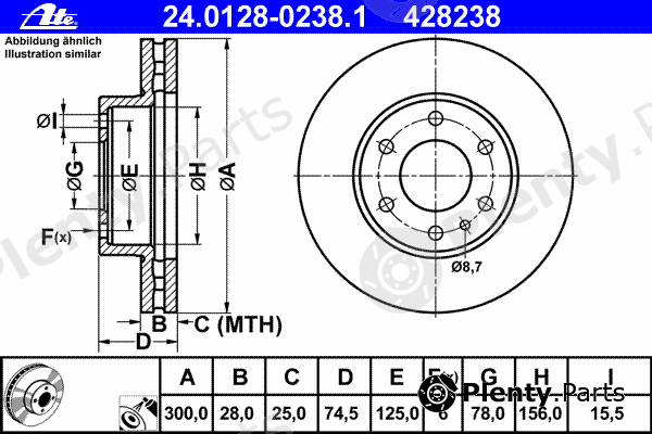  ATE part 24-0128-0238-1 (24012802381) Brake Disc
