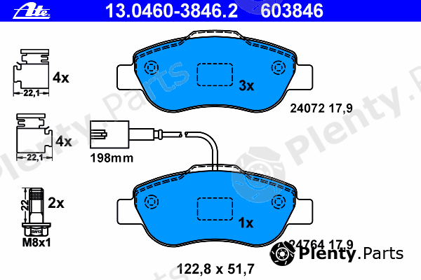  ATE part 13.0460-3846.2 (13046038462) Brake Pad Set, disc brake