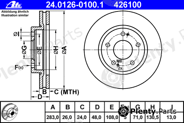  ATE part 24.0126-0100.1 (24012601001) Brake Disc