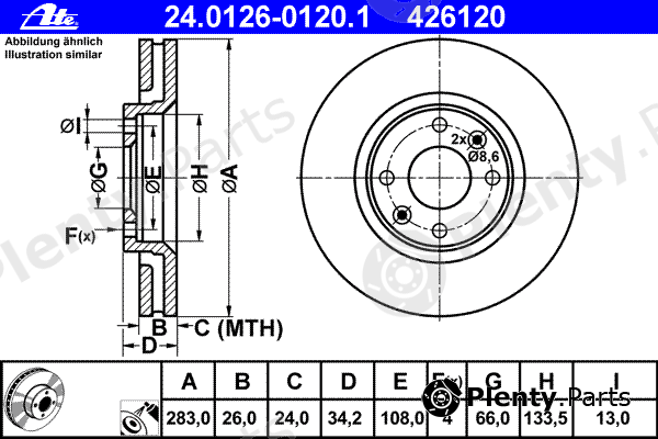  ATE part 24.0126-0120.1 (24012601201) Brake Disc
