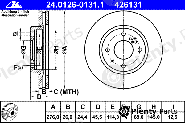 ATE part 24.0126-0131.1 (24012601311) Brake Disc
