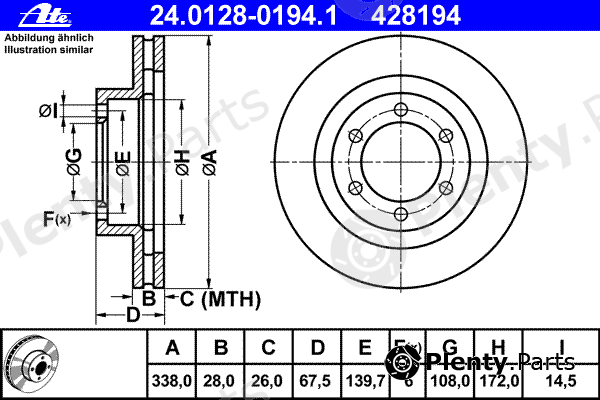  ATE part 24.0128-0194.1 (24012801941) Brake Disc