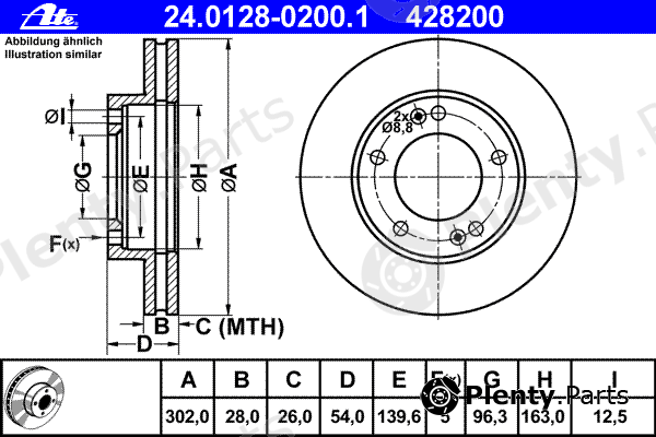  ATE part 24.0128-0200.1 (24012802001) Brake Disc