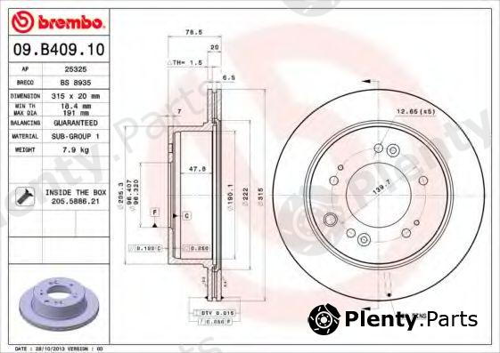  BREMBO part 09.B409.10 (09B40910) Brake Disc