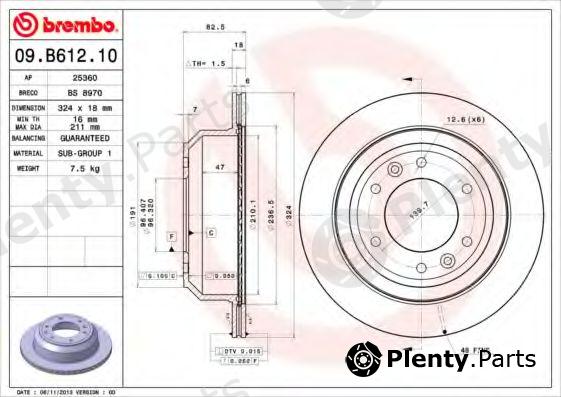  BREMBO part 09.B612.10 (09B61210) Brake Disc