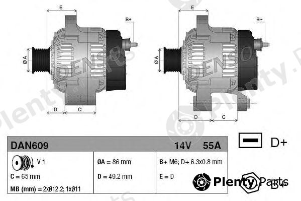  DENSO part DAN609 Alternator