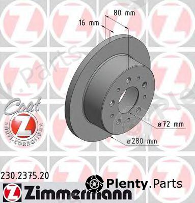  ZIMMERMANN part 230.2375.20 (230237520) Brake Disc