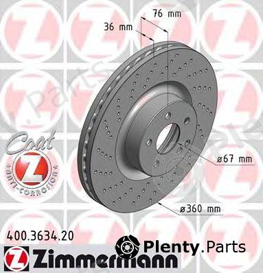  ZIMMERMANN part 400.3634.20 (400363420) Brake Disc
