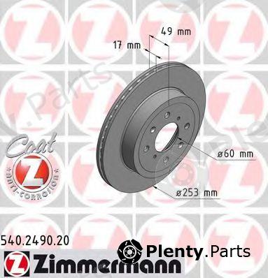  ZIMMERMANN part 540.2490.20 (540249020) Brake Disc
