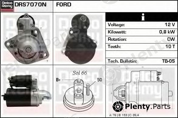  DELCO REMY part DRS7070N Starter