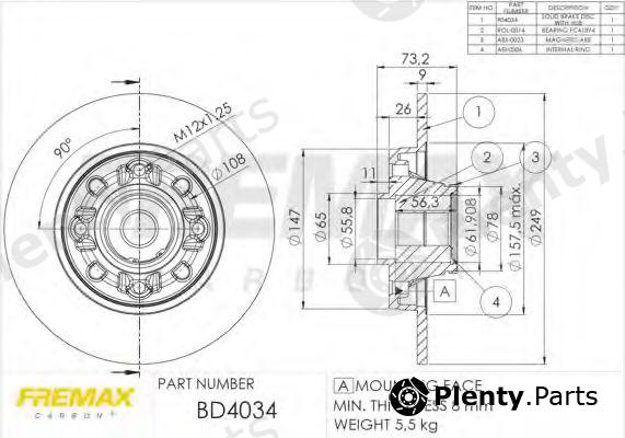  FREMAX part BD-4034 (BD4034) Brake Disc