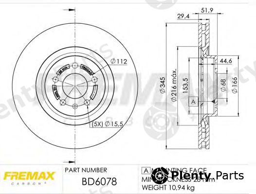  FREMAX part BD-6078 (BD6078) Brake Disc