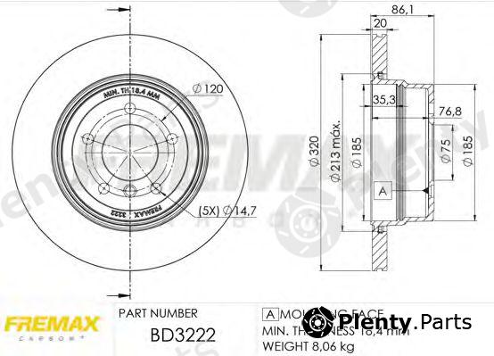  FREMAX part BD-3222 (BD3222) Brake Disc