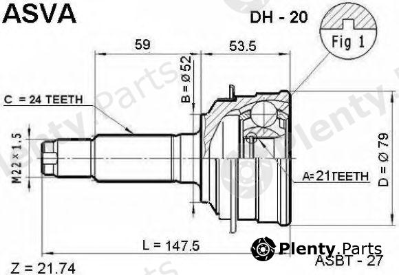  ASVA part DH20 Joint Kit, drive shaft