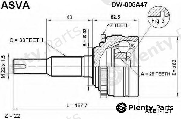  ASVA part DW-005A47 (DW005A47) Joint Kit, drive shaft