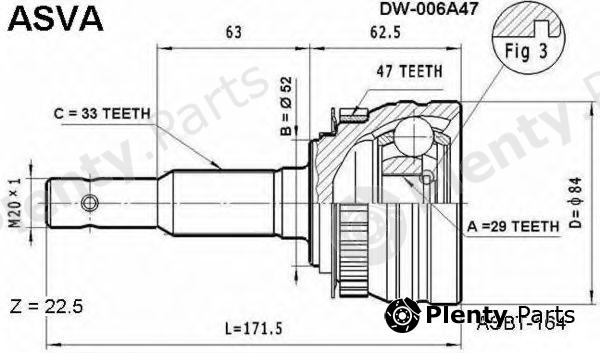  ASVA part DW-006A47 (DW006A47) Joint Kit, drive shaft