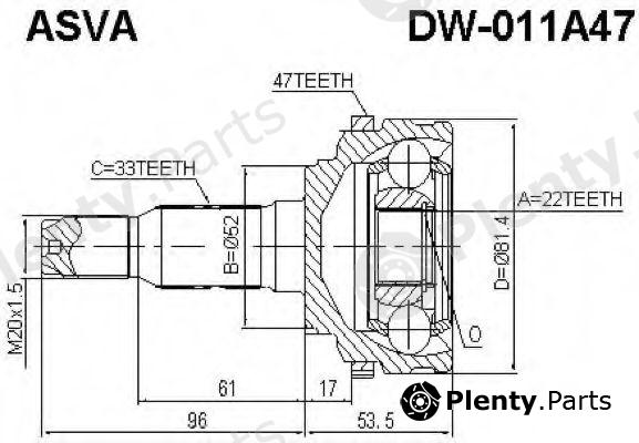  ASVA part DW011A47 Joint Kit, drive shaft