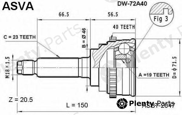  ASVA part DW-72A40 (DW72A40) Joint Kit, drive shaft