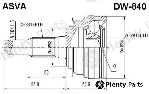 ASVA part DW-840 (DW840) Joint Kit, drive shaft