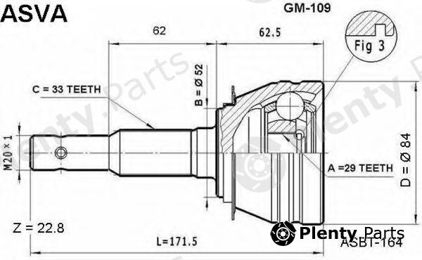  ASVA part GM-109 (GM109) Joint Kit, drive shaft