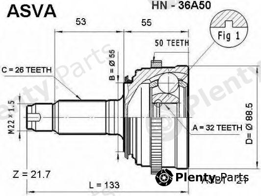  ASVA part HN36A50 Joint Kit, drive shaft