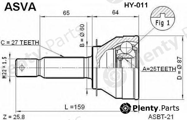  ASVA part HY-011 (HY011) Joint Kit, drive shaft