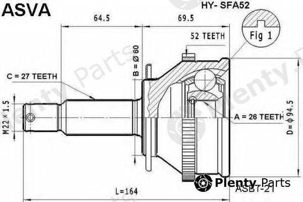  ASVA part HY-SFA52 (HYSFA52) Joint Kit, drive shaft
