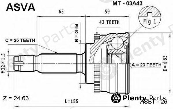  ASVA part MT03A43 Joint Kit, drive shaft