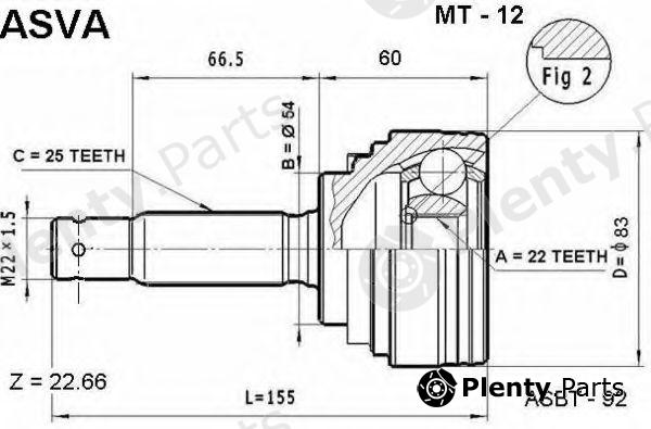  ASVA part MT-12 (MT12) Joint Kit, drive shaft
