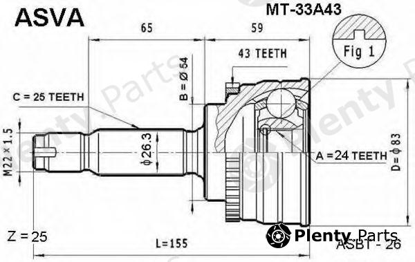  ASVA part MT33A43 Joint Kit, drive shaft