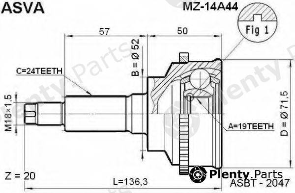  ASVA part MZ-14A44 (MZ14A44) Replacement part