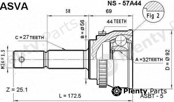  ASVA part NS57A44 Joint Kit, drive shaft