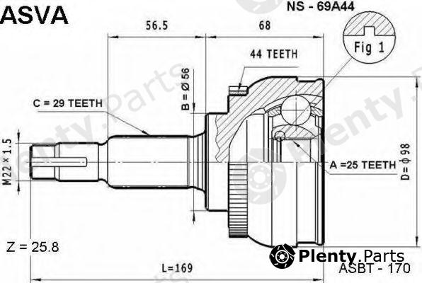  ASVA part NS69A44 Joint Kit, drive shaft