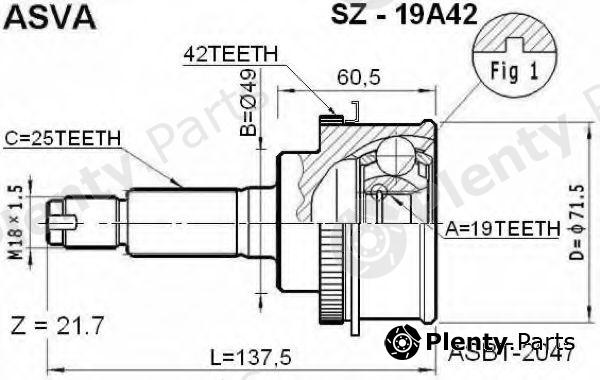 ASVA part SZ19A42 Joint Kit, drive shaft