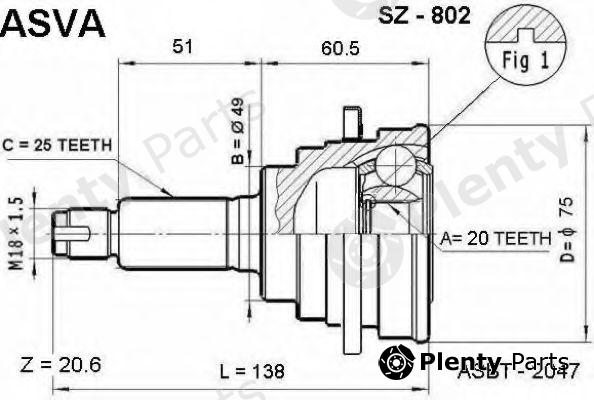  ASVA part SZ802 Joint Kit, drive shaft