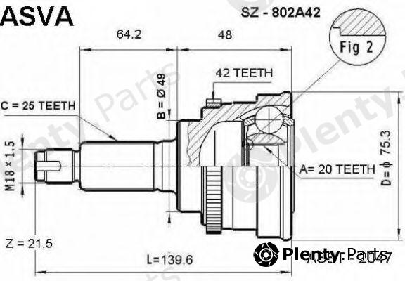  ASVA part SZ802A42 Joint Kit, drive shaft