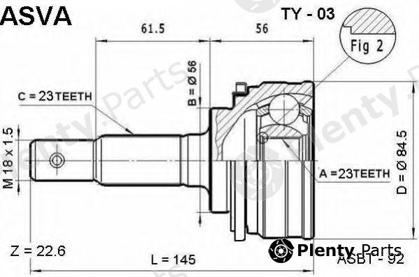  ASVA part TY-03 (TY03) Joint Kit, drive shaft