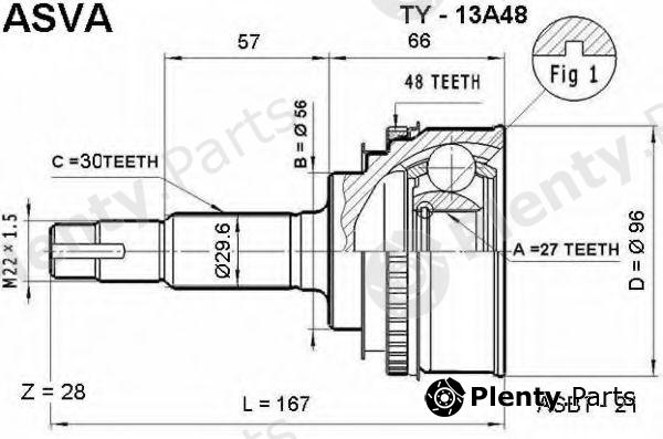  ASVA part TY13A48 Joint Kit, drive shaft