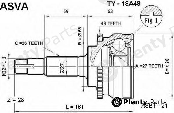  ASVA part TY-18A48 (TY18A48) Joint Kit, drive shaft