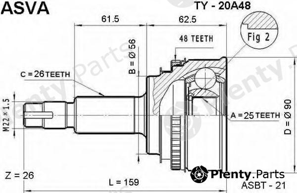  ASVA part TY20A48 Joint Kit, drive shaft
