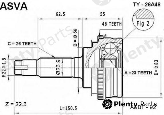  ASVA part TY-26A48 (TY26A48) Joint Kit, drive shaft