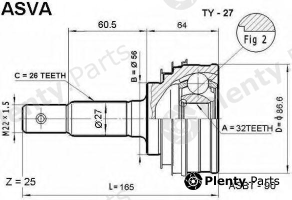  ASVA part TY27 Joint Kit, drive shaft