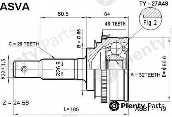  ASVA part TY-27A48 (TY27A48) Joint Kit, drive shaft