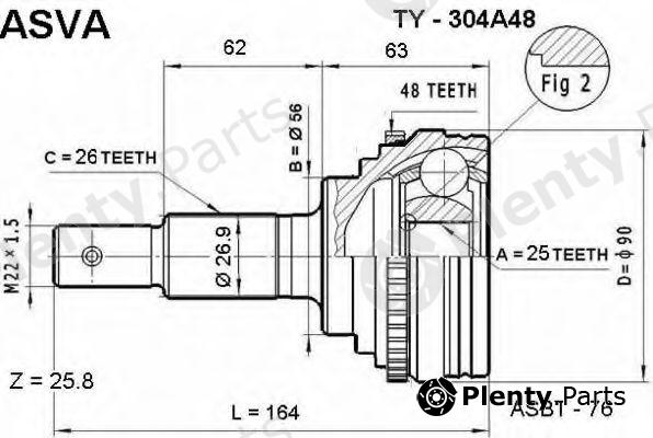  ASVA part TY-304A48 (TY304A48) Joint Kit, drive shaft