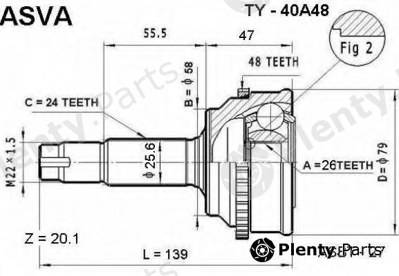  ASVA part TY40A48 Joint Kit, drive shaft