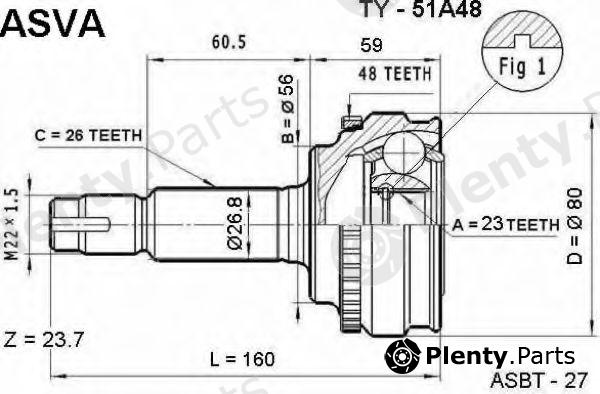 ASVA part TY-51A48 (TY51A48) Joint Kit, drive shaft
