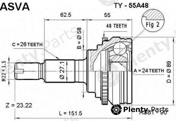  ASVA part TY-55A48 (TY55A48) Joint Kit, drive shaft