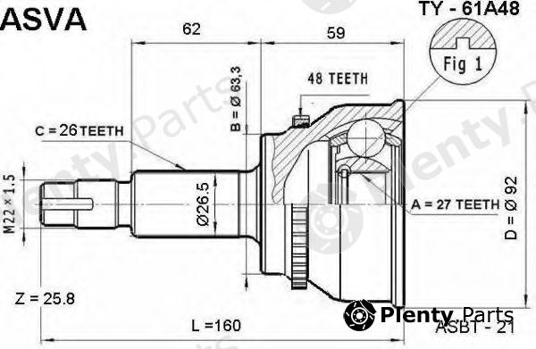  ASVA part TY-61A48 (TY61A48) Joint Kit, drive shaft