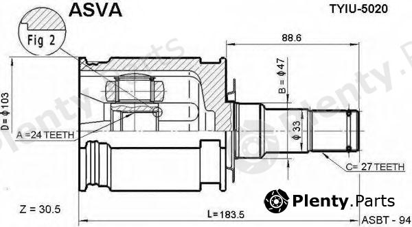  ASVA part TYIU5020 Joint Kit, drive shaft